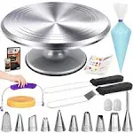 RFAQK 50PCs Cake Turntable Set -12&#034; Aluminum Revolving Silver 12 Inch 