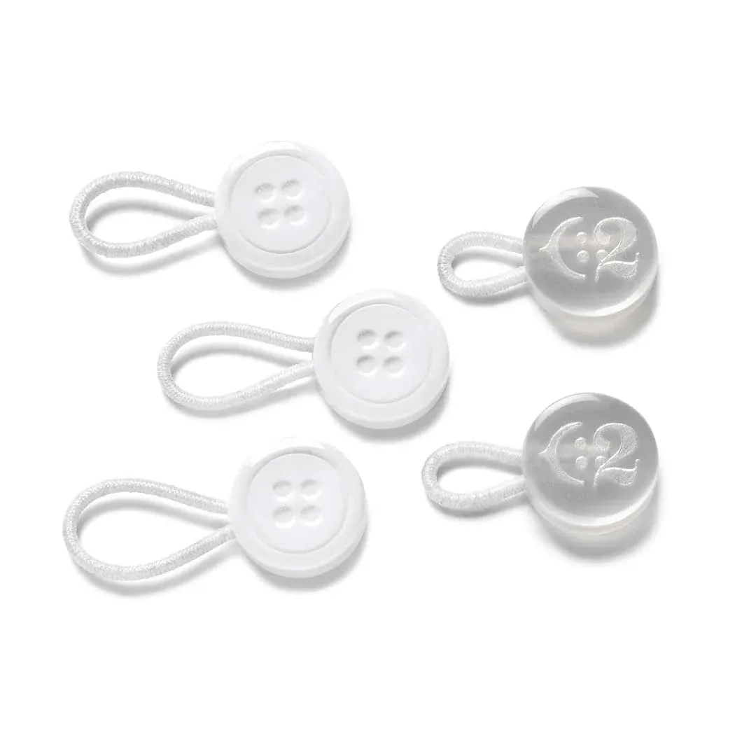 C2 Elastic Shirt Collar Extender - 5 Pack Neck Extender for Dress Shirt - Non-Metal Button Extender for Dress Shirts - 3 Sizes: Small, Regular, and Large - White and Clear