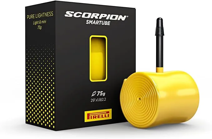 Pirelli Scorpion SmarTUBE Mountain Bike Inner Tube, Ultimate MTB Spare Tube, Compact Low Weight & Low Volume, Superior Puncture Protect, (1) Yellow Tube, 42mm Presta Valve / 29" or 27.5" Sizes