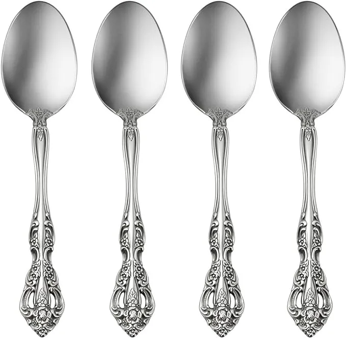 Oneida Michelangelo Fine Flatware Set, 18/10 Stainless, Set of 4 Dinner Spoons