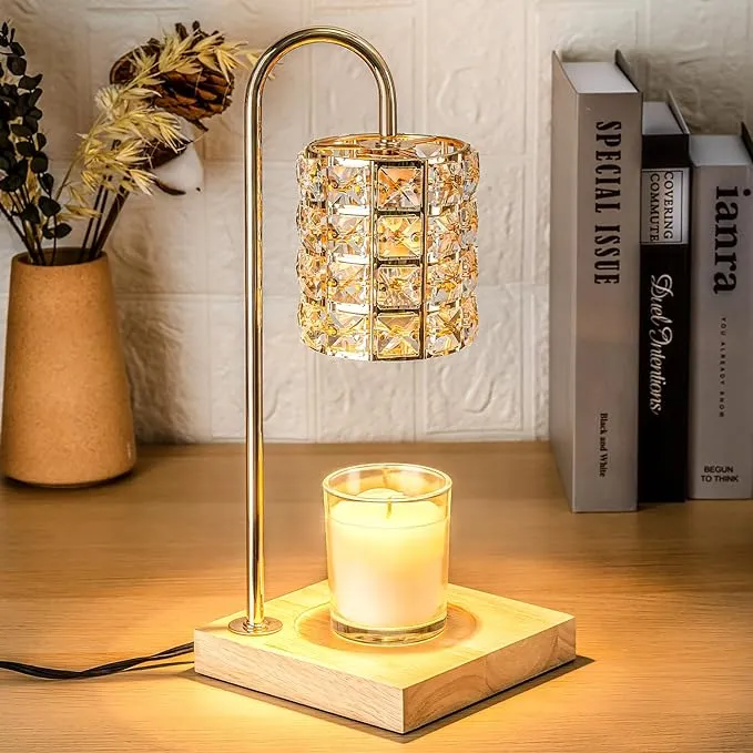 Candle Warmer Lamp with Timer, Wax Melt Warmer Electric Candle Warmer Light, Modern Vintage Mothers Day Gifts for Mom Aesthetic Room Home Decor Cozy House Warming Gifts, Square Diamond