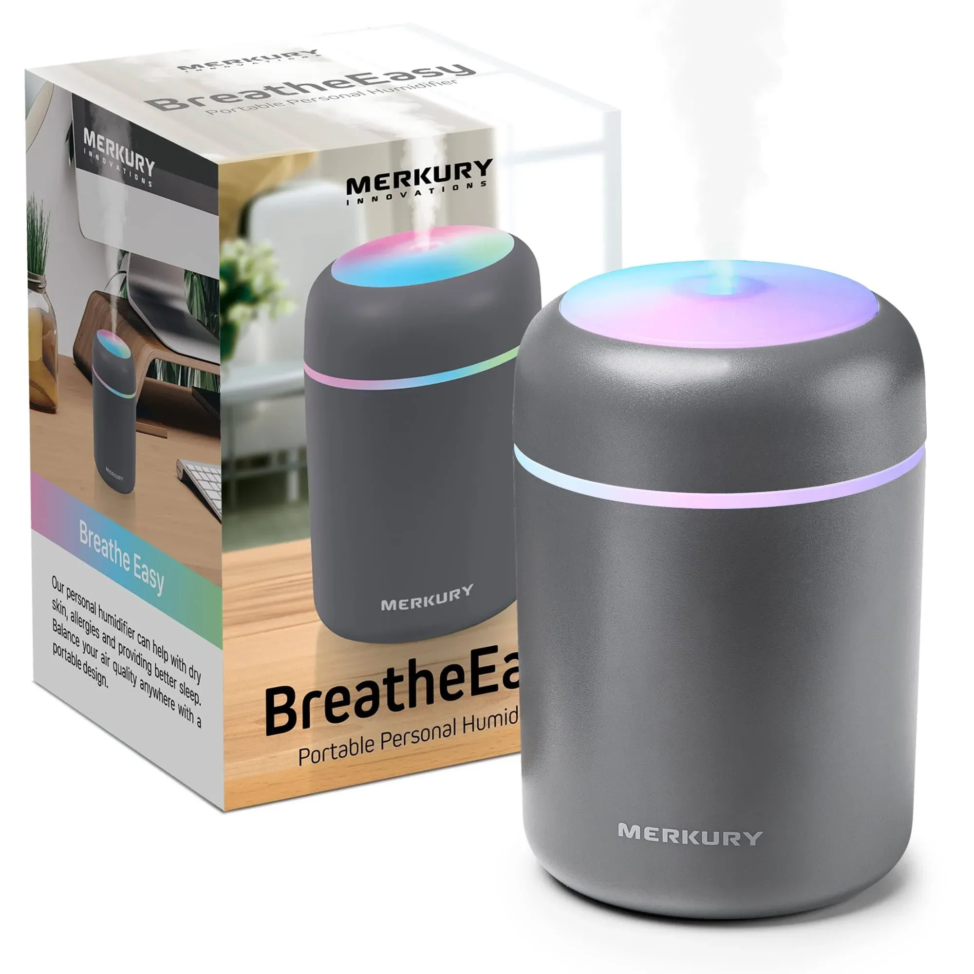 Merkury Breathe Easy Portable Personal Humidifier With Lights 