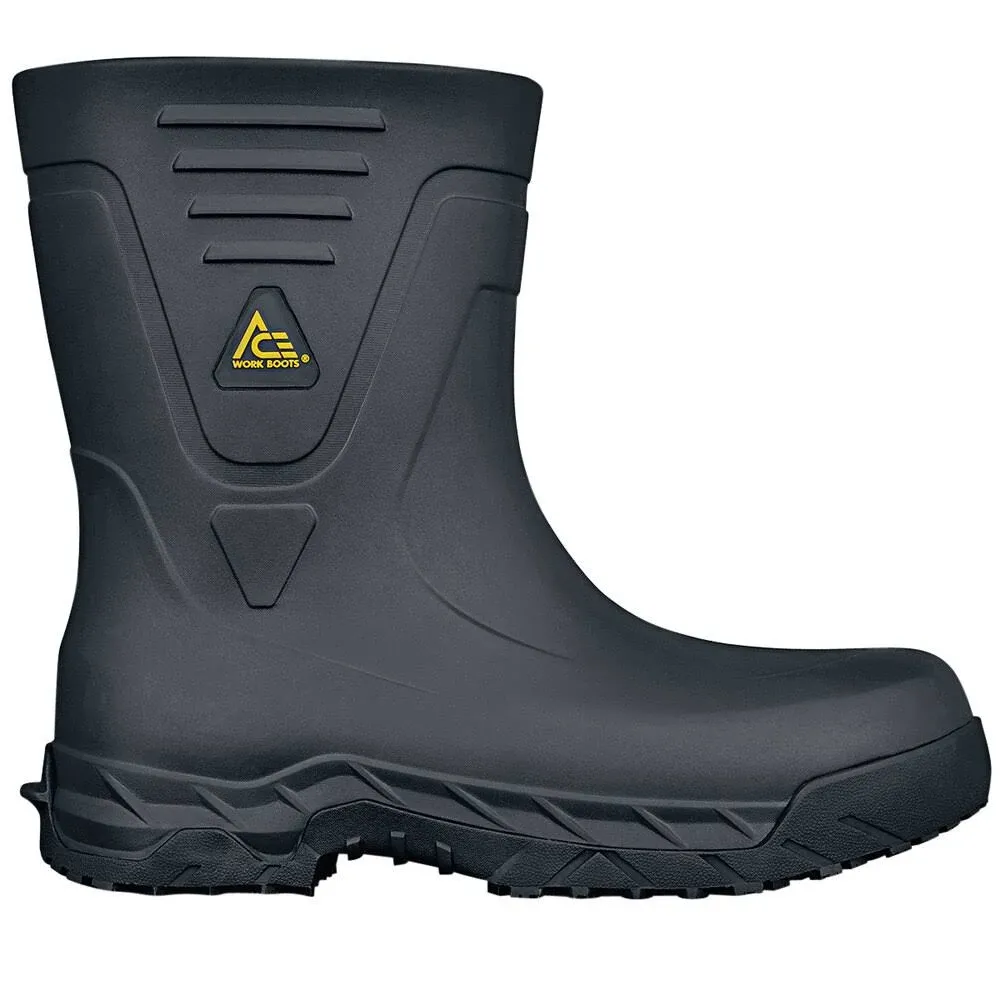 Rubber Boot: Rigid Plastic, EVA/Rubber, Black, SHOES FOR CREWS, 15, Std Ht, 1 PR