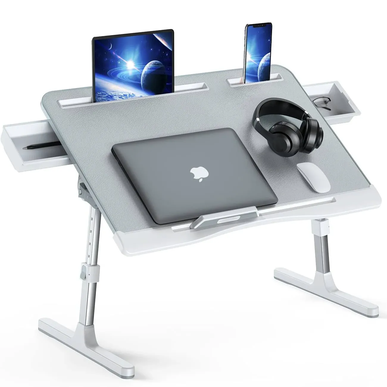 Bed Desk for Laptop,  Adjustable Laptop Bed Table with Heights and Angles, PVC L