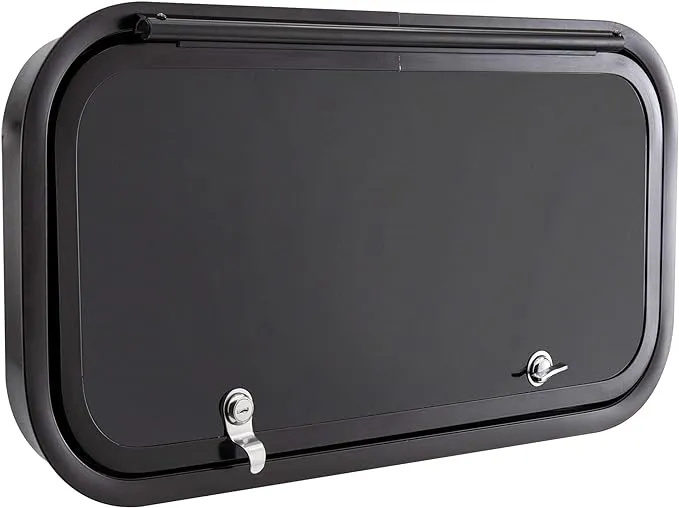 RecPro RV Baggage Door | Rounded Corners | Camper | Compartment Door | Black Fiberglass (12" W x 9" H) | Made in America