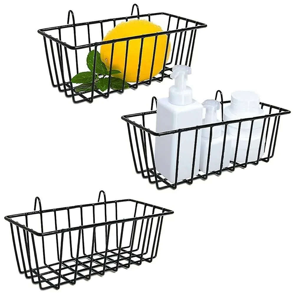 3 Pcs Wire Baskets,Wall Grid Panel Hanging Wire Basket,Wall Storage and2868