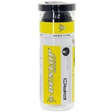 Dunlop Pro Squash Double Yellow Dot 3 Ball Tube