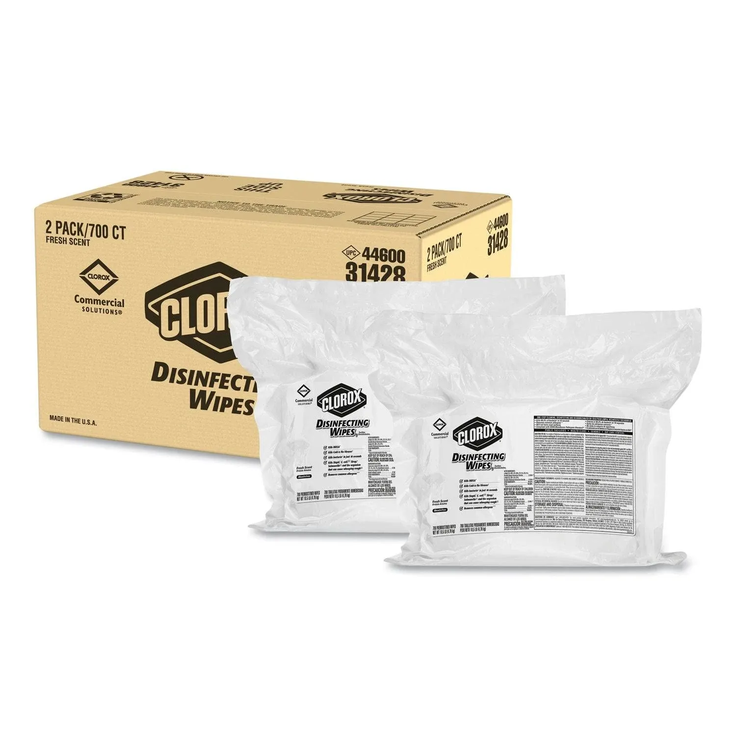 Clorox Disinfecting Wipes, Fresh Scent, 7 x 8, 700/Bag Refill