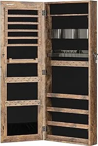 Mirror Jewelry Cabinet Armoire Brown | SONGMICS Textured