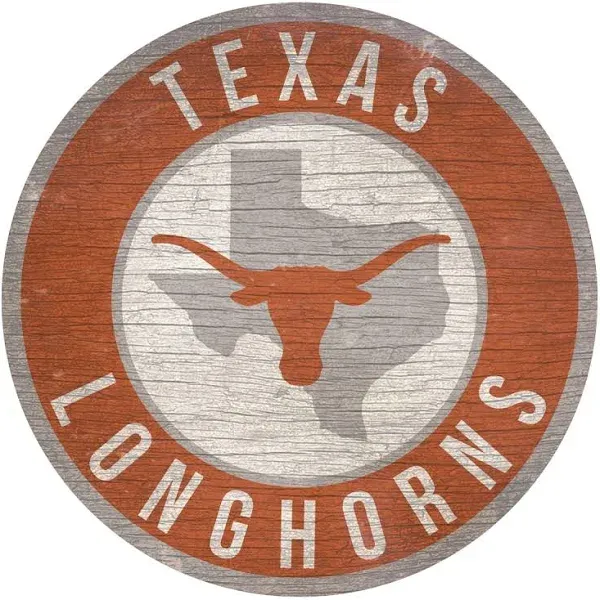 Fan Creations Texas Longhorns Sign Wood 12 inch Round State Design