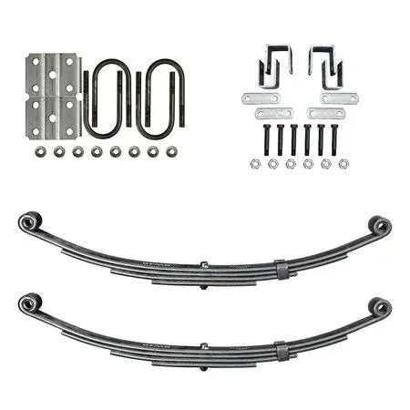 Trailer 4 Leaf Double Eye Spring Suspension and Single Axle Hanger Kit for 2 3/8 inch Tube - 3500 Pound Axle