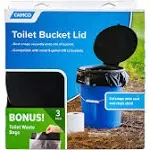 Camco Bucket Toilet Seat with Lid with Leak Proof Waste Bags for5-Gallon Buckets