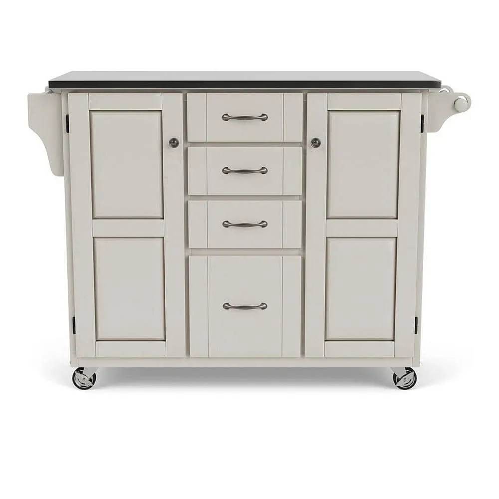 Create-a-cart White 2 Door Kitchen Cart with Stainless Steel Top by Home Styles