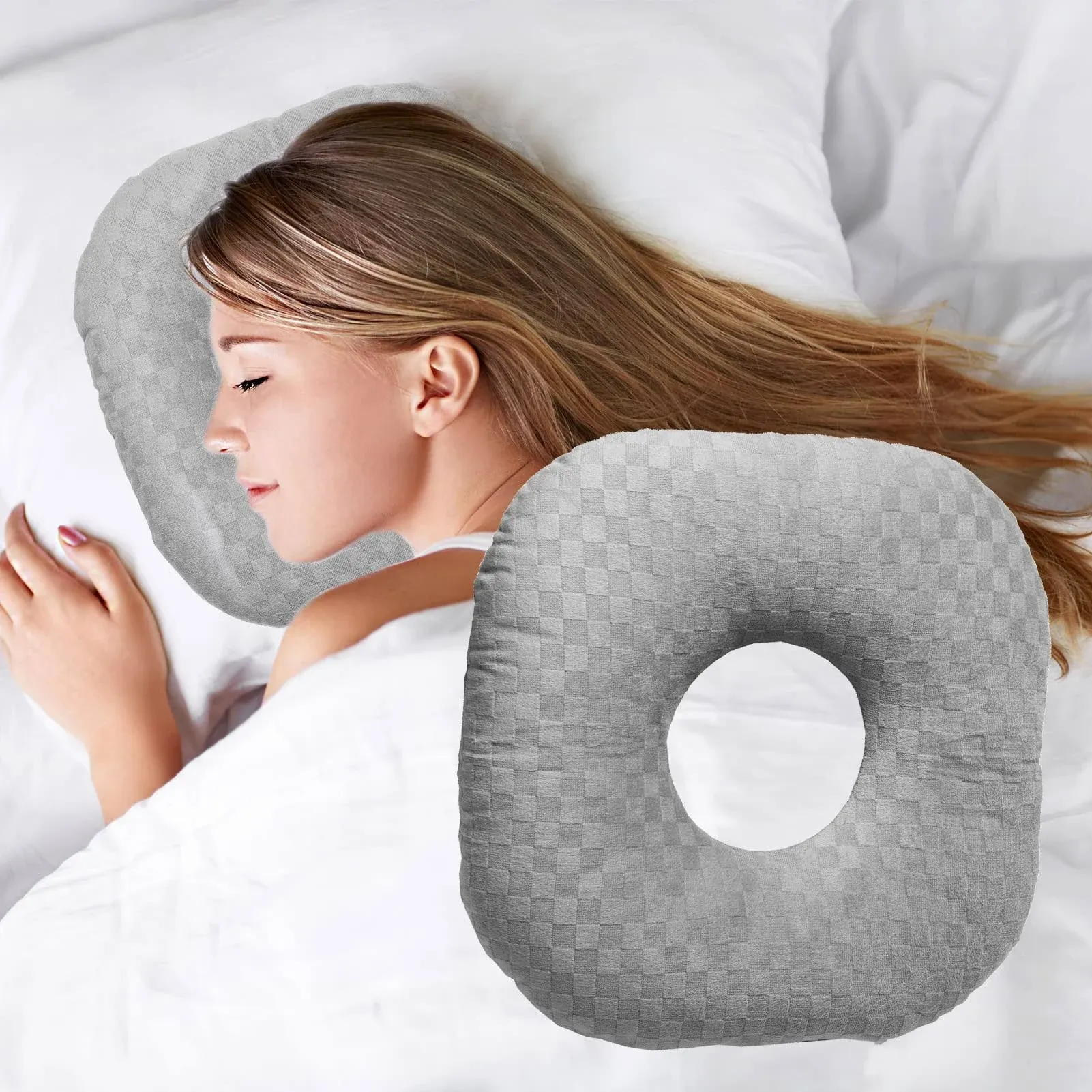 Wuronsa Ear Piercing Pillow for Side Sleepers, Pillow with An Ear Hole for CNH ...