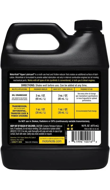 Motorkote Mk-hl16-06 Hyper Lubricant - 16 oz