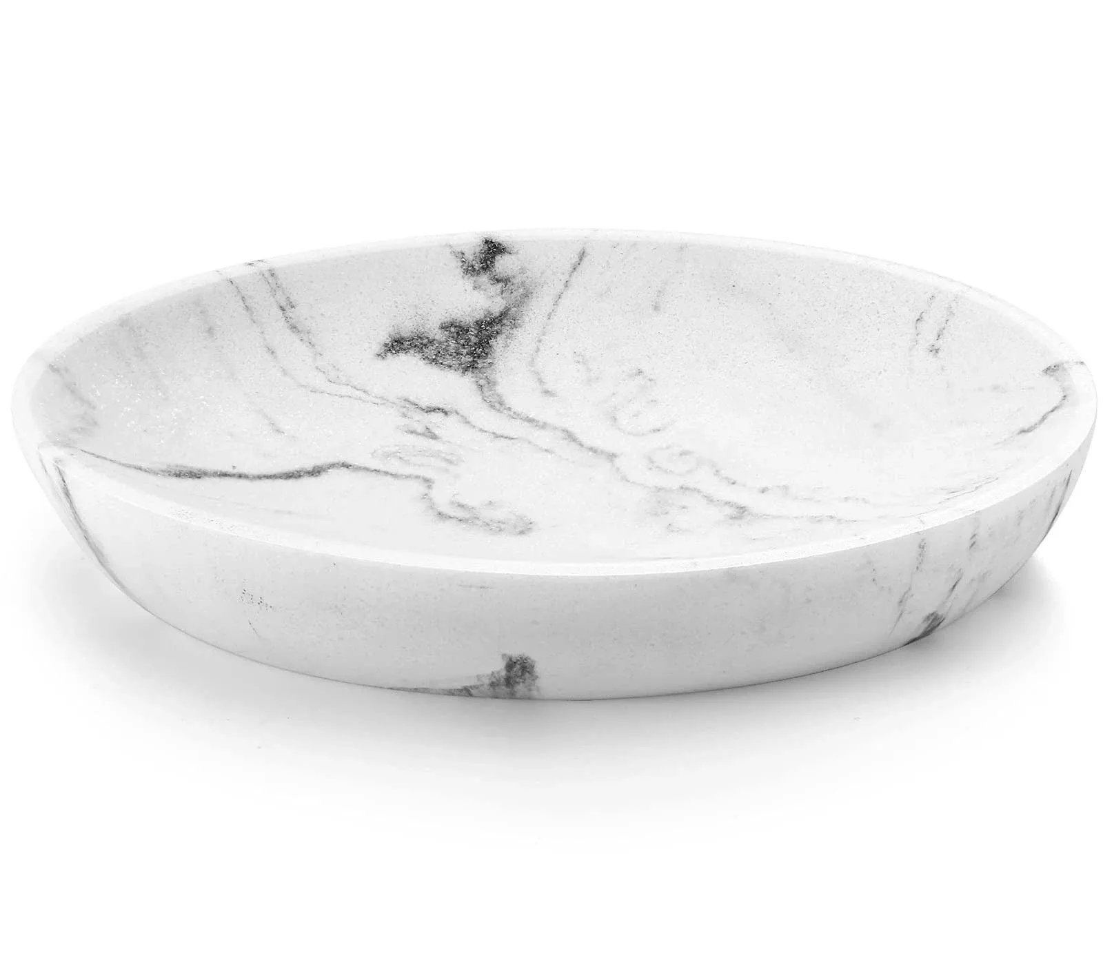 Luxspire Soap Dish, Resin Soap Tray Soap Holder Container Box, Marble Pattern Oval Soap Plate Case, Sponge Dish Scrubbers Tray Holder for Bathroom Vanity Shower Kitchen Sink Counter Top, Gravel White