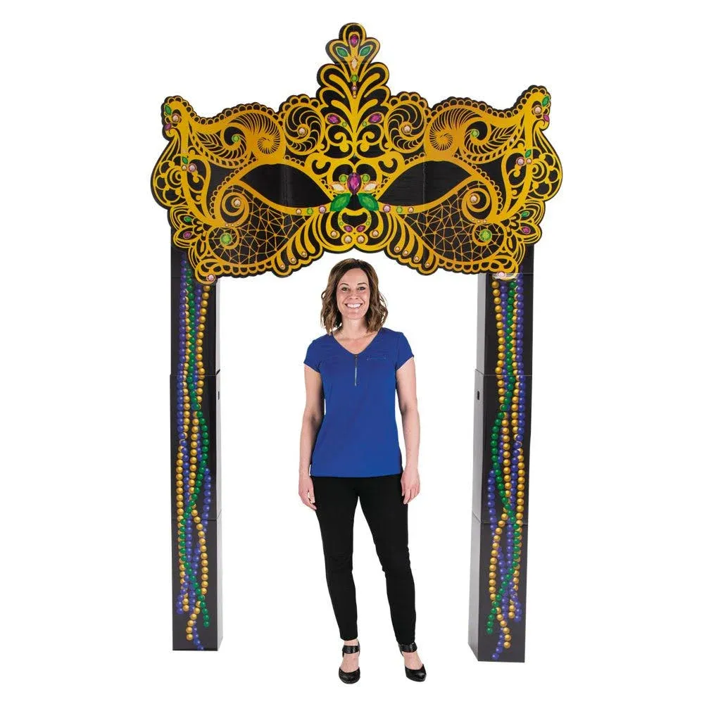 5 Feet Tall Mardi Gras Mask Cardboard Photo Booth Stand-Up Backdrop - Party Decor - 60" High x 45" Wide