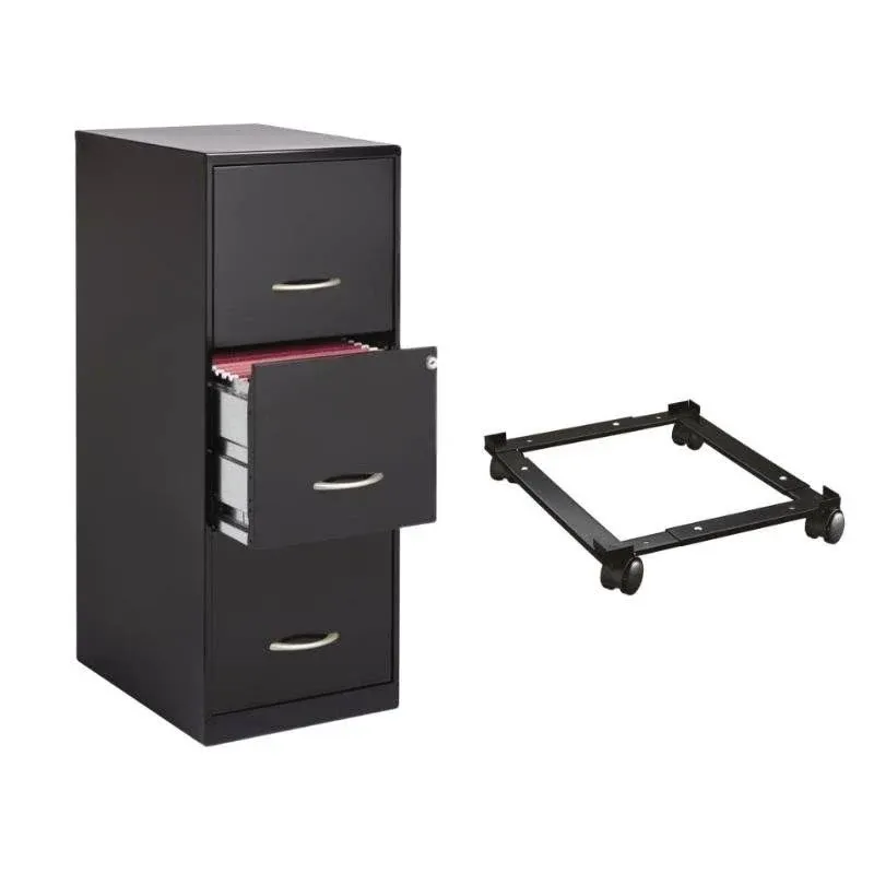 SOHO 2 Piece 3 Drawer Letter File Cabinet and Mobile File Caddy in Black - Contemporary - Filing Cabinets - by Homesquare | Houzz