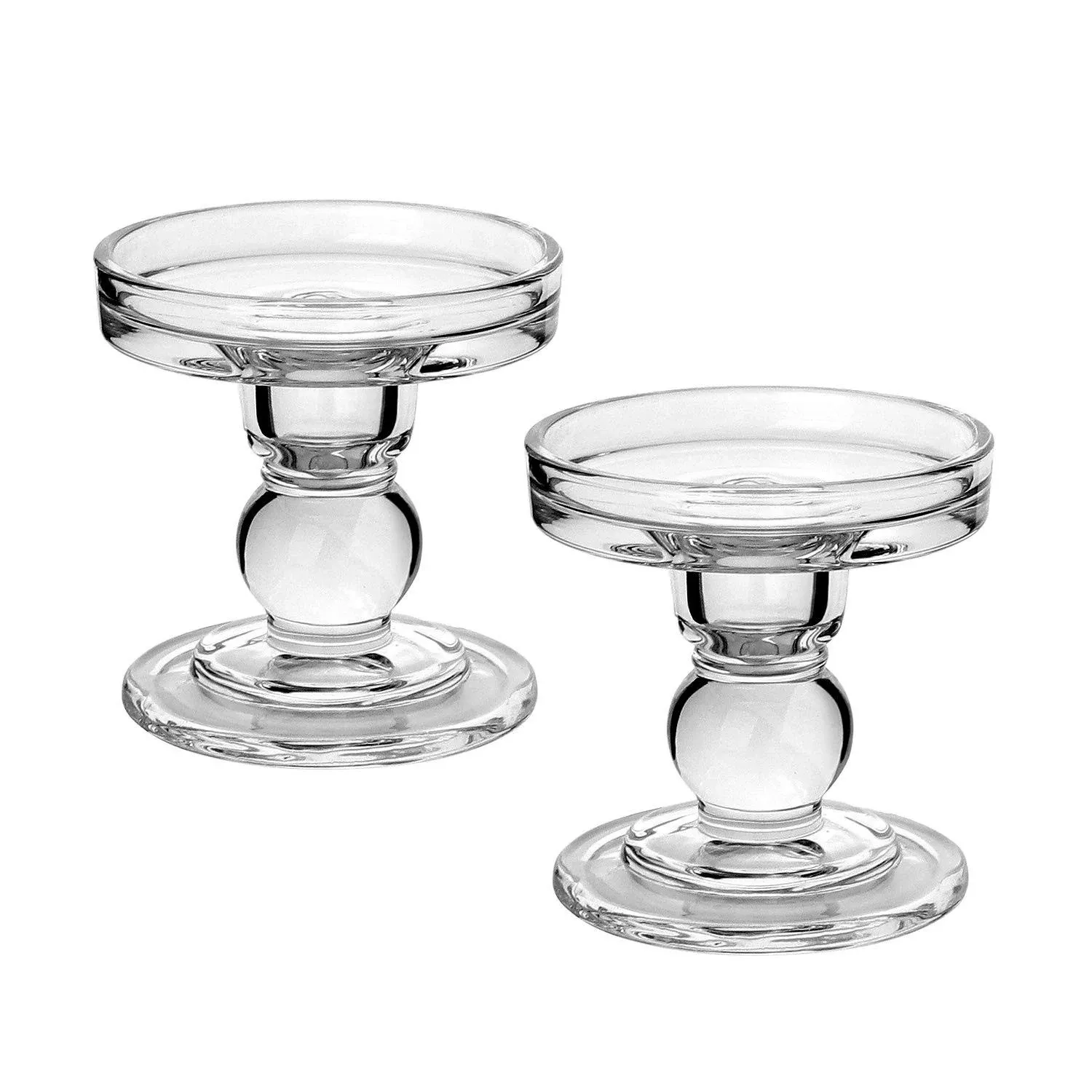 Yeeco Glass Candle Holder, 3.5" Tall Pillar Candle Holder, Crystal Candle Holders ...