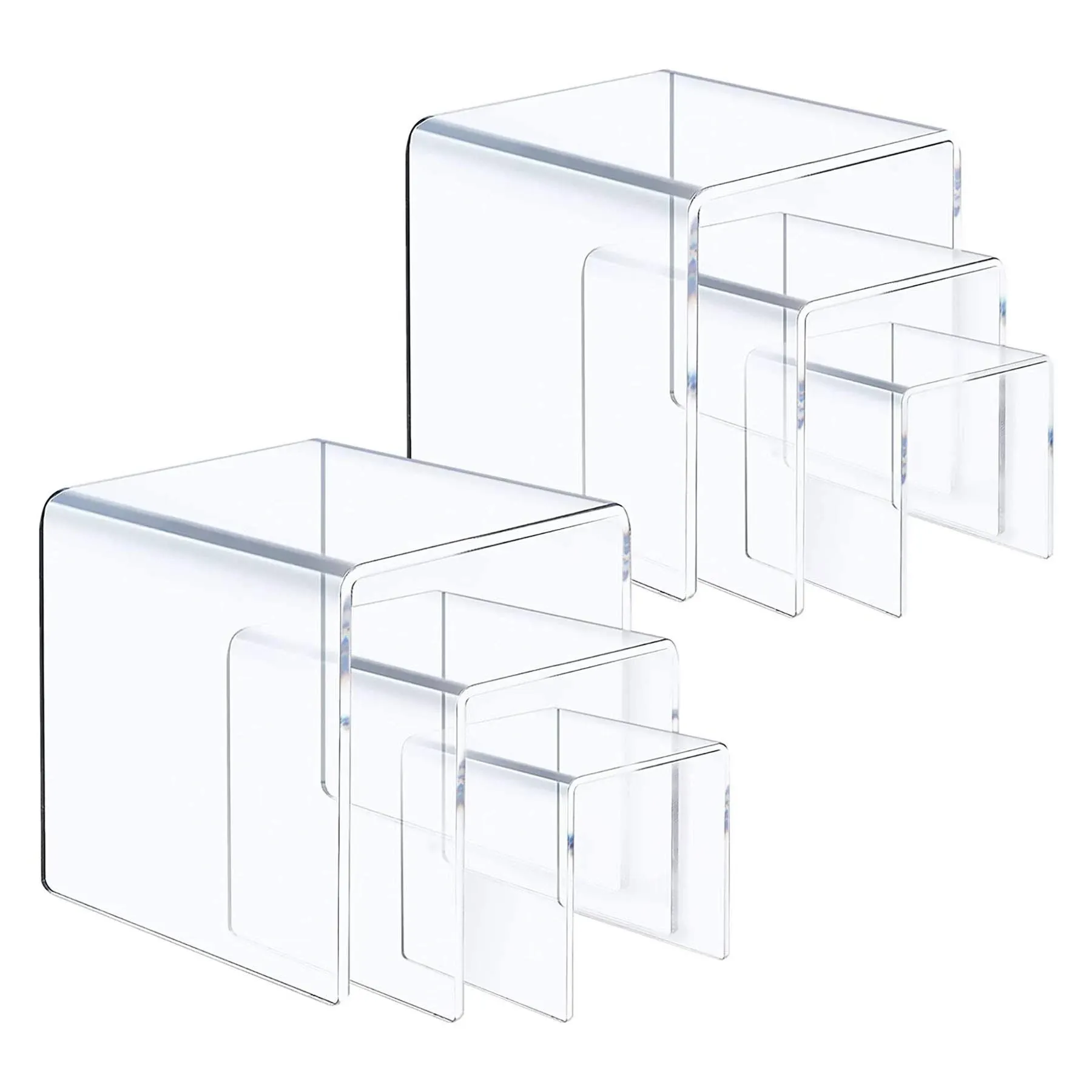 ANDGOO Display Risers, Clear Acrylic Showcase Collectibles Display Stands for ...