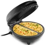 Elite Gourmet EOM205 Non-Stick Omelet, Frittata, Snack Pocket Maker, Dessert Maker, 2 Individual 6.5" Omelets, Stainless Steel and Black