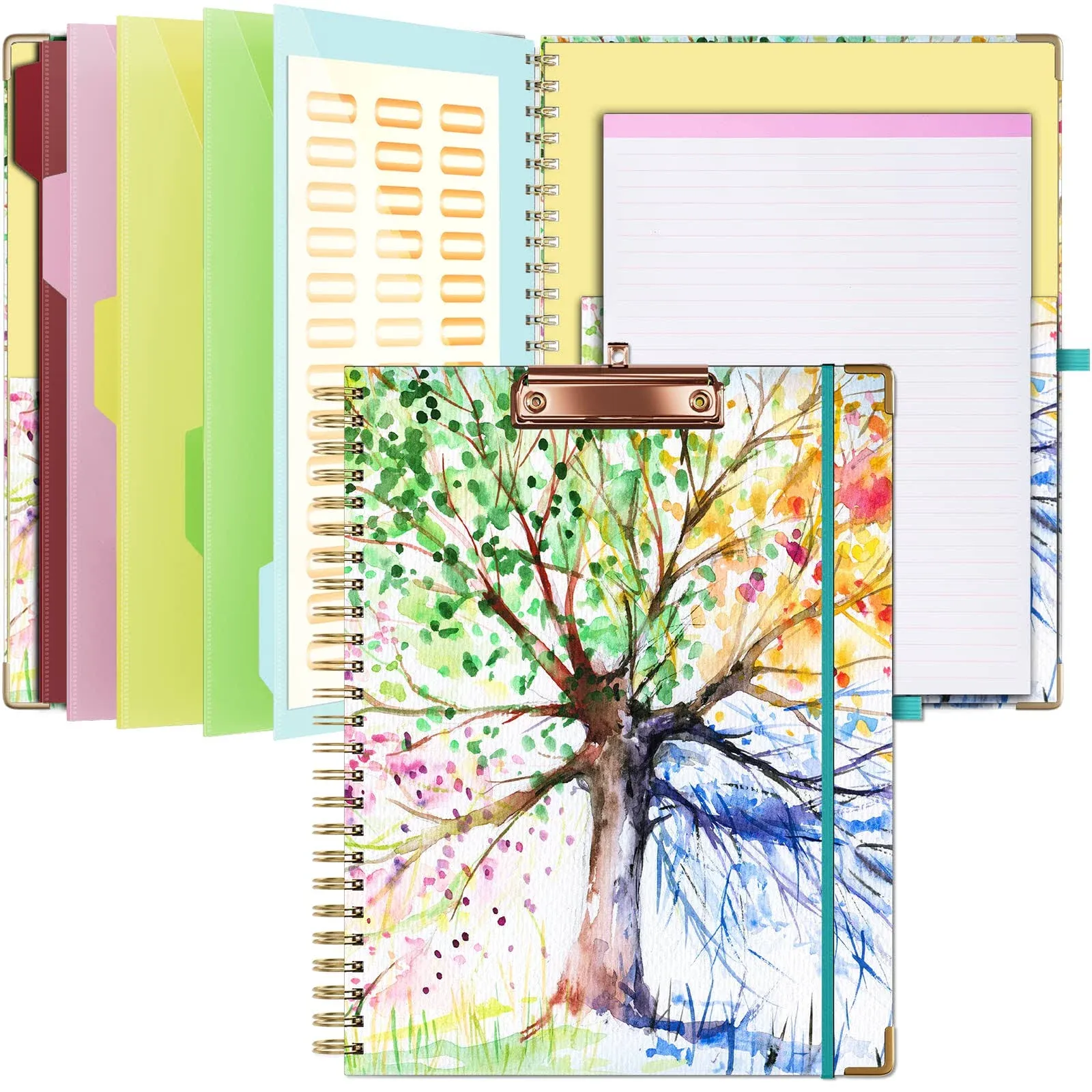 Ospelelf Clipboard Folio with refillable Lined Notepad for Tree Seasons 