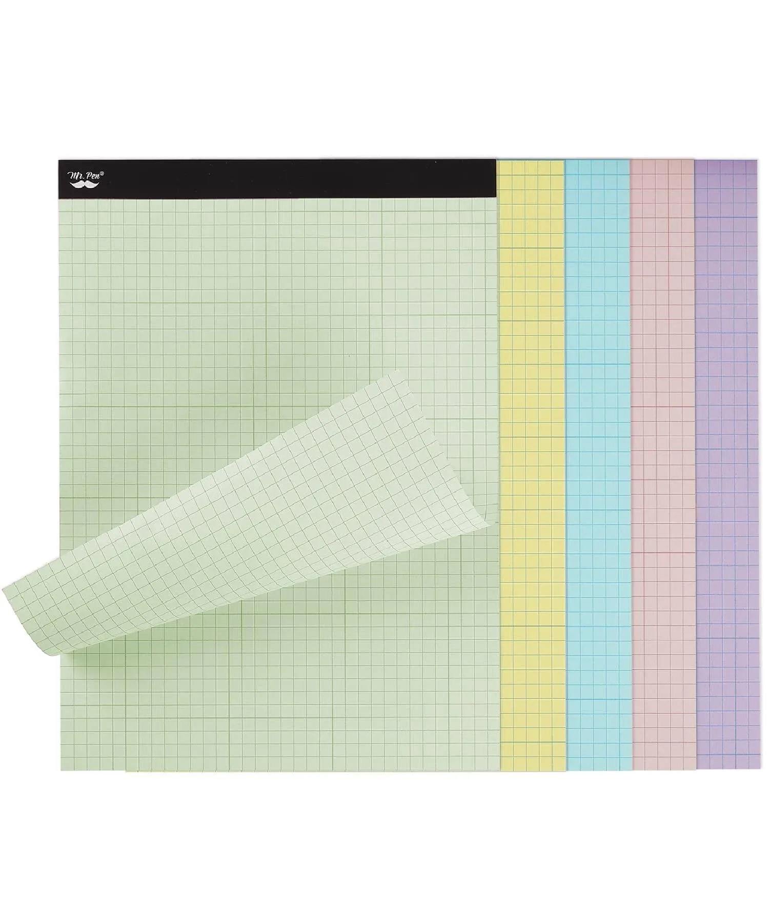 Mr. Pen- Pastel Graph Paper, 1 Pad, 11"x8.5", 4x4 (4 Squares Per Inch), Pastel Colors, 50 Sheets, Grid Paper, Graphing Paper, Graph Paper Pad, Grid Paper Pad, Colored Graph Paper