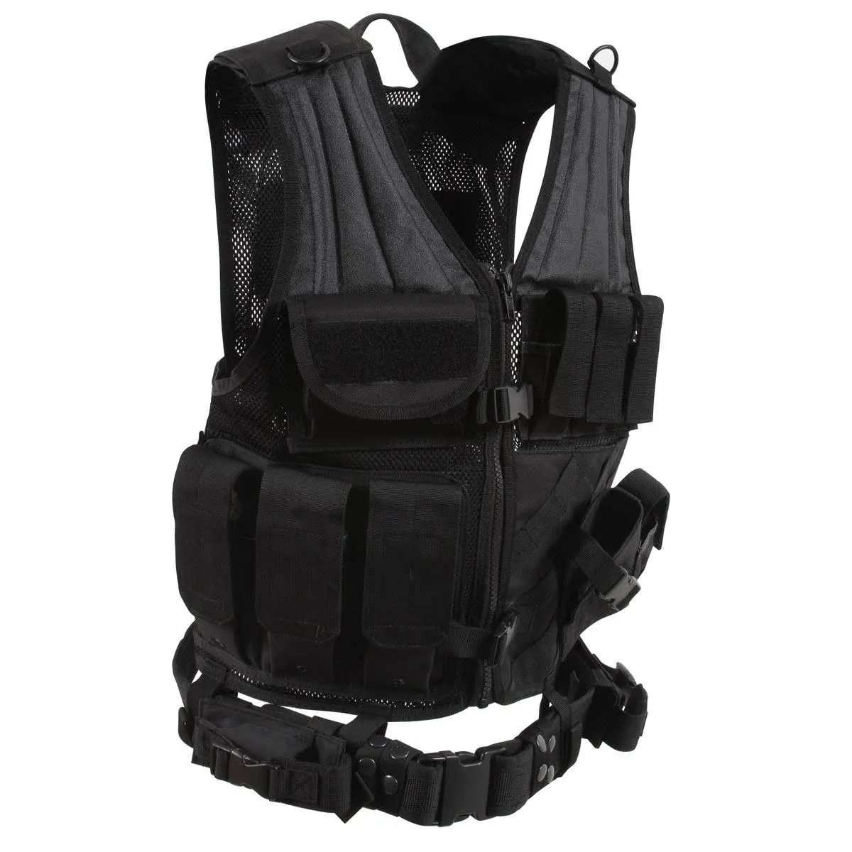 Rothco Cross draw Molle Tactical Vest - Luminary Global, Black / Regular