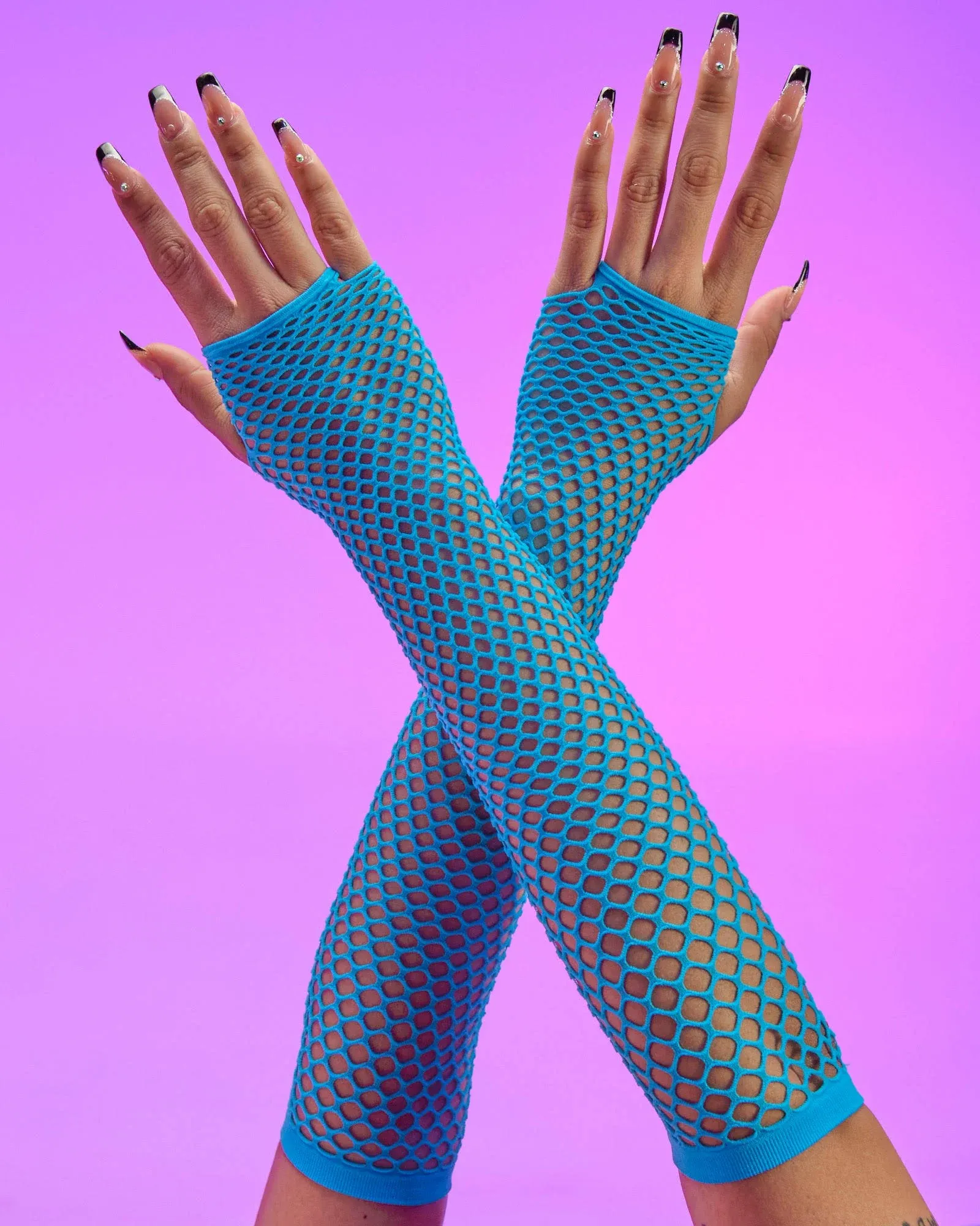 Fishnet Gloves Long Fingerless Adult Womens 80s Halloween Costume Fancy Dress