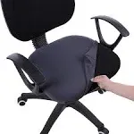 Smiry Stretch Jacquard Office Computer Chair Seat Covers, Removable Washable Anti-Dust Desk Chair Seat Cushion Protectors - Dark Grey