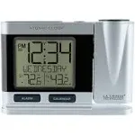 La Crosse Technology 616-12667-INT Silver Atomic Projection Alarm Clock with Temperature