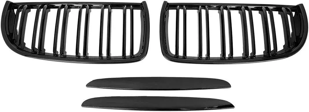 x AUTOHAUX Gloss Black Front Kidney Grille Grill for E90 2005-2008 4 Door Double Line