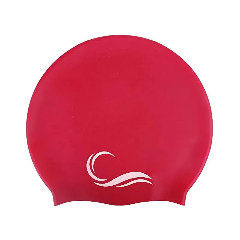 Silicone Swim Cap (Check Size Before Buying) - Waterproof Black, Red & Blue Swim Cap