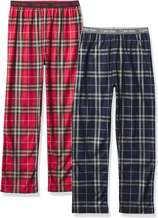 Calvin Klein Boys' Little Sleepwear Super Soft Brushed Micro Pajama Pant, 2 Pack