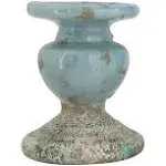 5" Distressed Blue Terracotta Pillar Candleholder