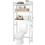 Homykic Over The Toilet Storage, Bamboo 3-Tier Over-The-Toilet Space Saver Organizer Rack, Stable Freestanding Above Toilet Stand with 3 Hooks for