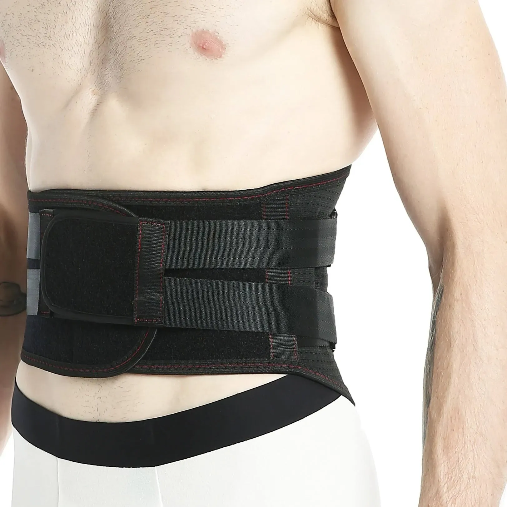 NeoTech Care Back Brace - Breathable & Adjustable Support for Lower Back Pain - Double Pull Compression Straps - Lifting Spine Protection Vest - Black (Size M)