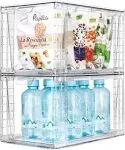 Zero Zoo 2Pack Large Stackable Kitchen Storage Drawers, Clear Foods Organizer Bins with Handles, Easily Assemble for Bathroom, Kitchen, Pantry,