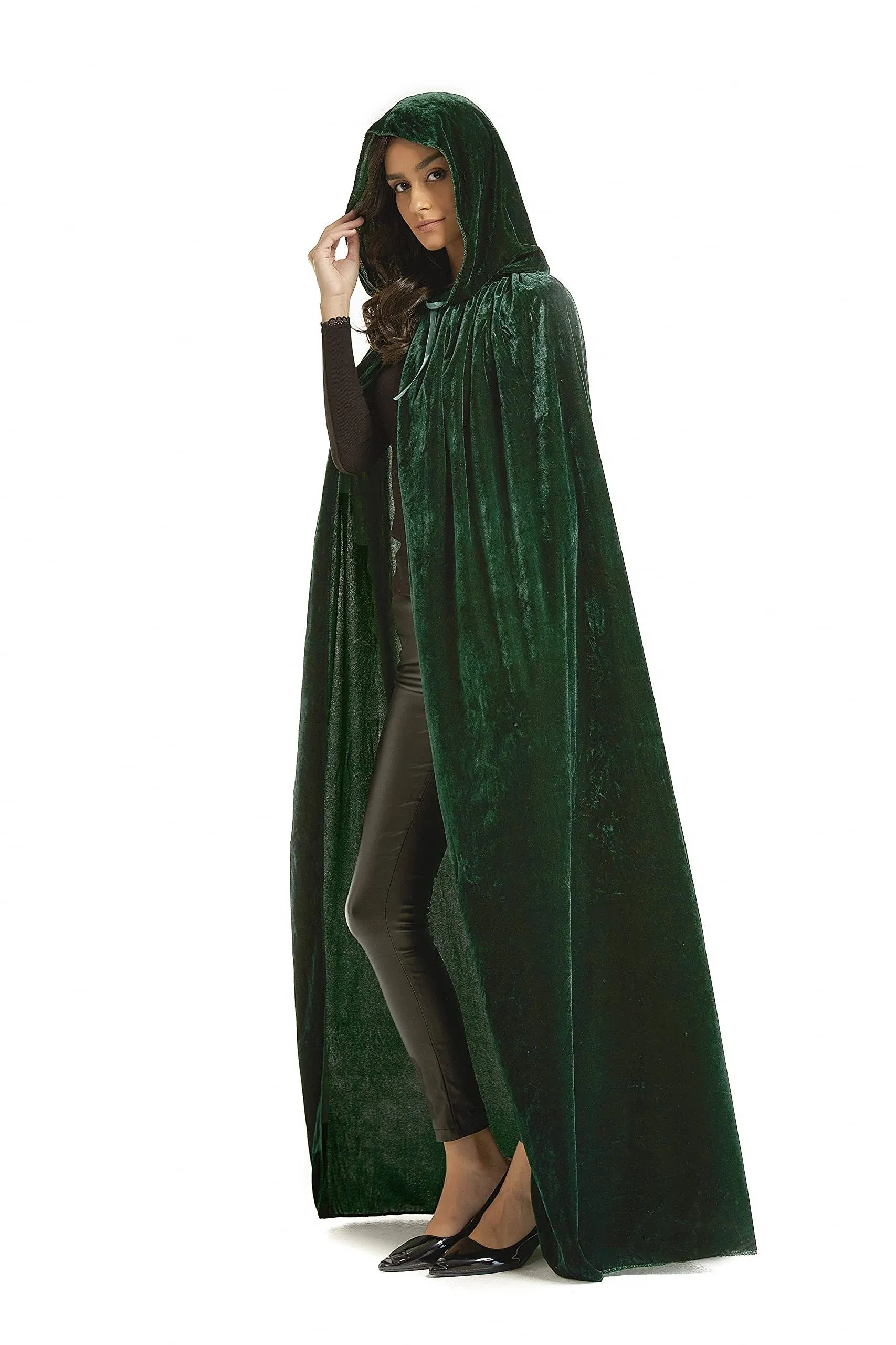 Velvet Cloak, Adult Hooded Cloak Velvet Cape Halloween Witch Costume for Men and Women Cosplay Costumes