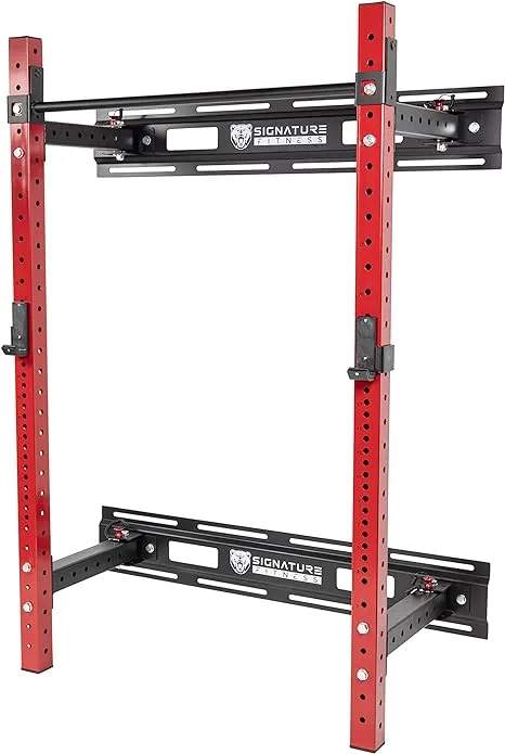 Signature Fitness 3” x 3” Wall Mounted Fold-in Power Cage Squat Rack