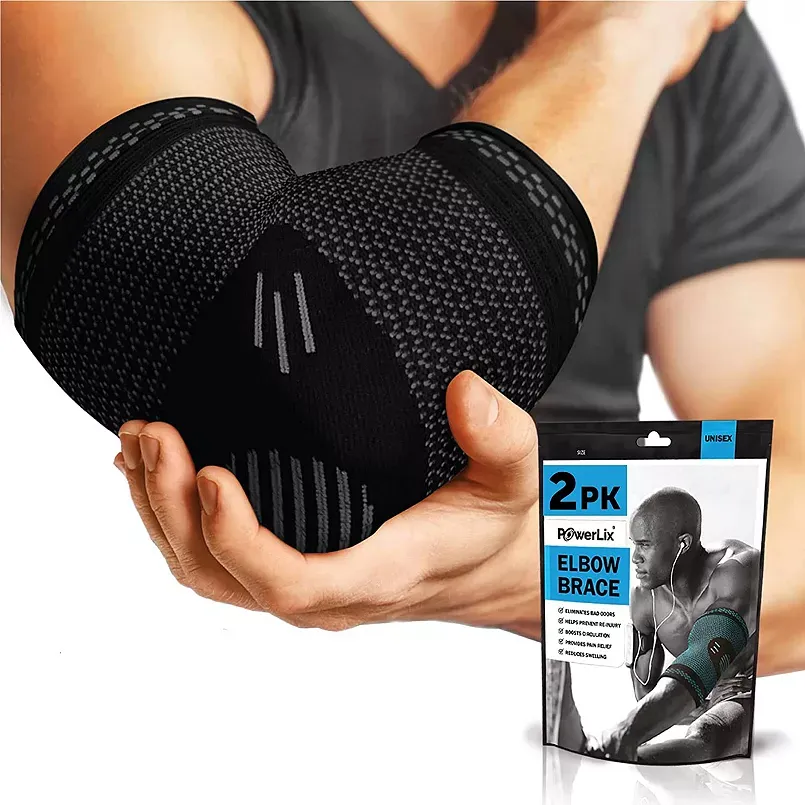 Powerlix Elbow Brace Compression Support Elbow Sleeve for Tendonitis, Tennis Elbow Brace and Golfers Elbow Treatment