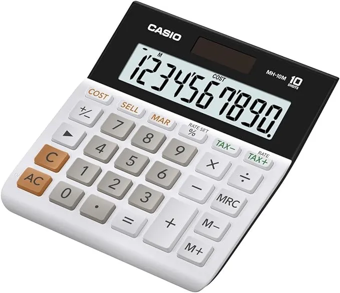 CASIO MH-10M MH-10M Wide-Display Portable Desktop Calculator, 10 Digit, Solar