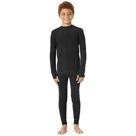 Kids 32 Degrees Heat 2-Pack Long Sleeve Crew Neck + Legging Set Black Small