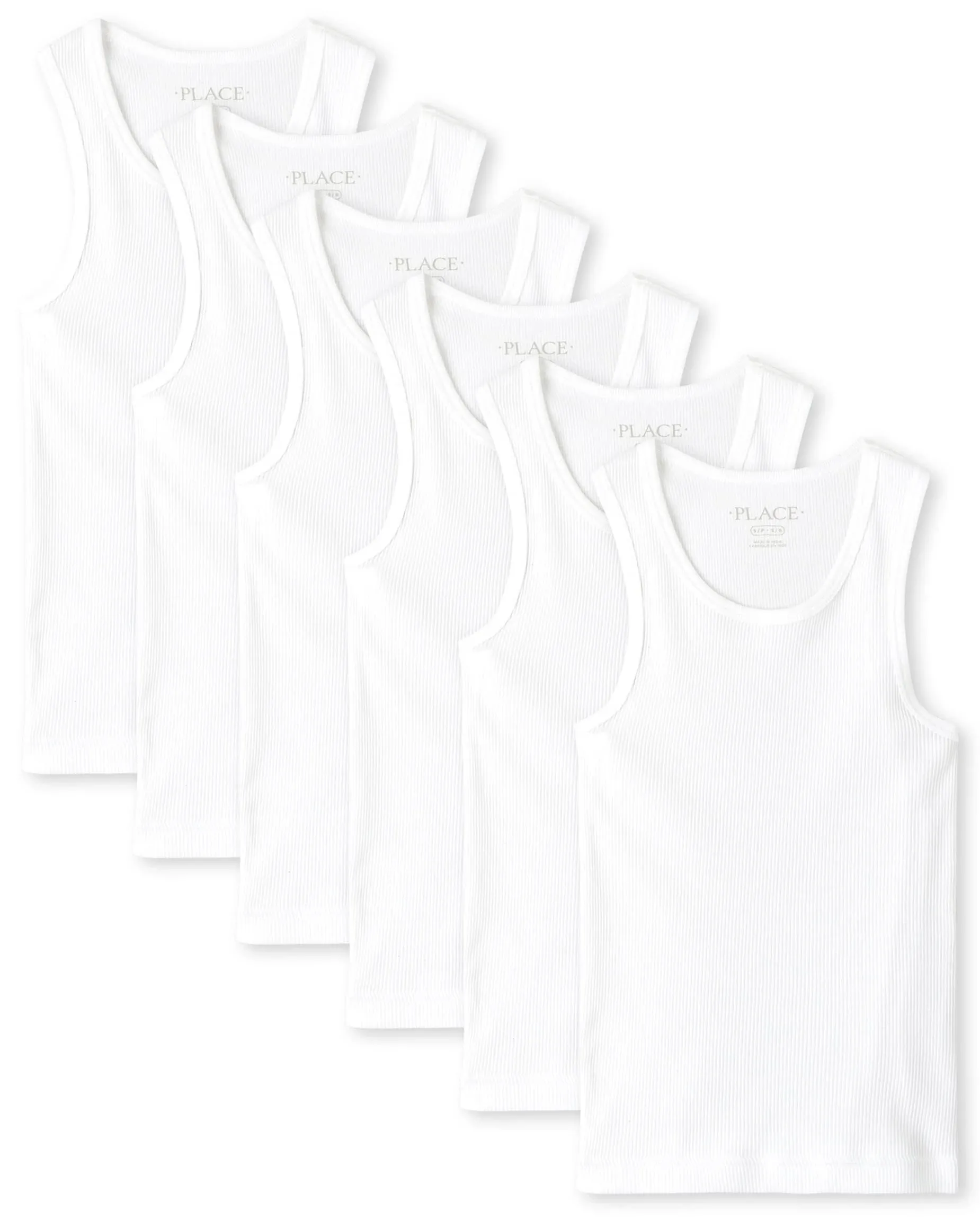 The Children's Place Boy's 6 Pack Basic Tank Top White Size S