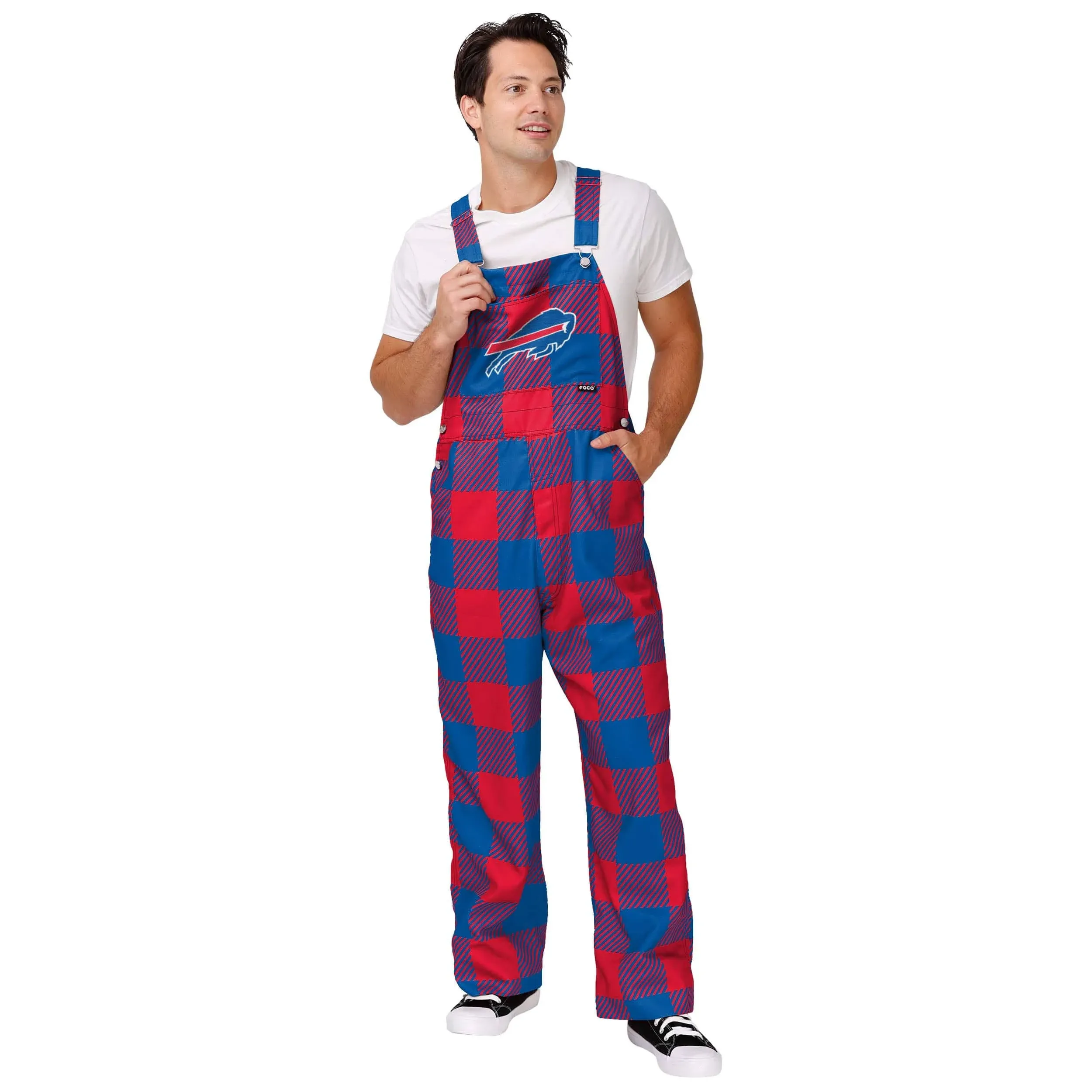 FOCO Buffalo Bills NFL Mens Plaid Bib Overalls