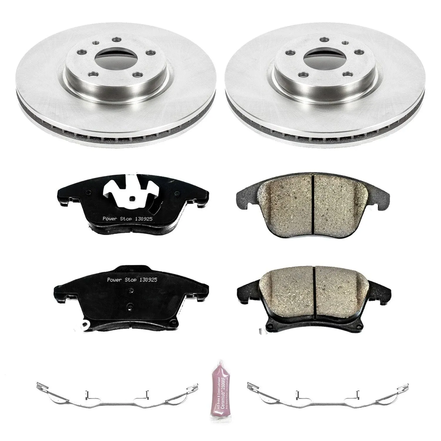 2016 Ford Fusion Front Brake Disc and Pad Kit, Plain Surface 5 Lugs Ceramic Z17 OE Replacement KOE6399 by Powerstop®