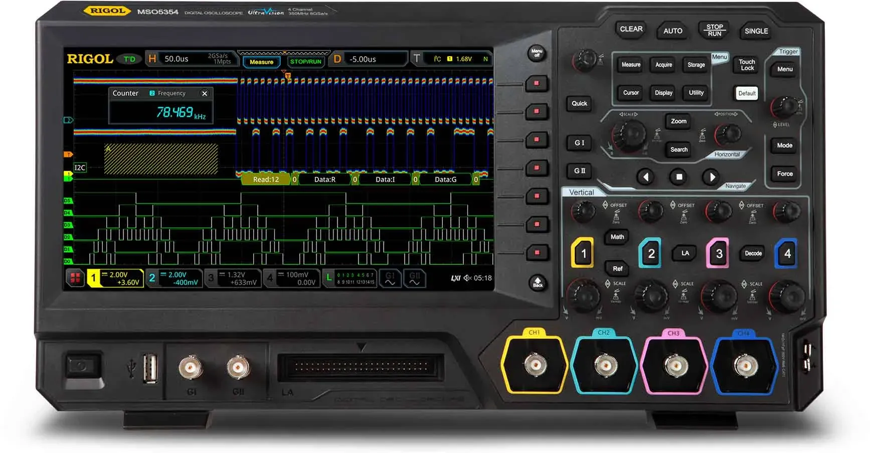 Rigol MSO5204 200 MHz Mixed Signal Oscilloscope with 4 Analog Channels