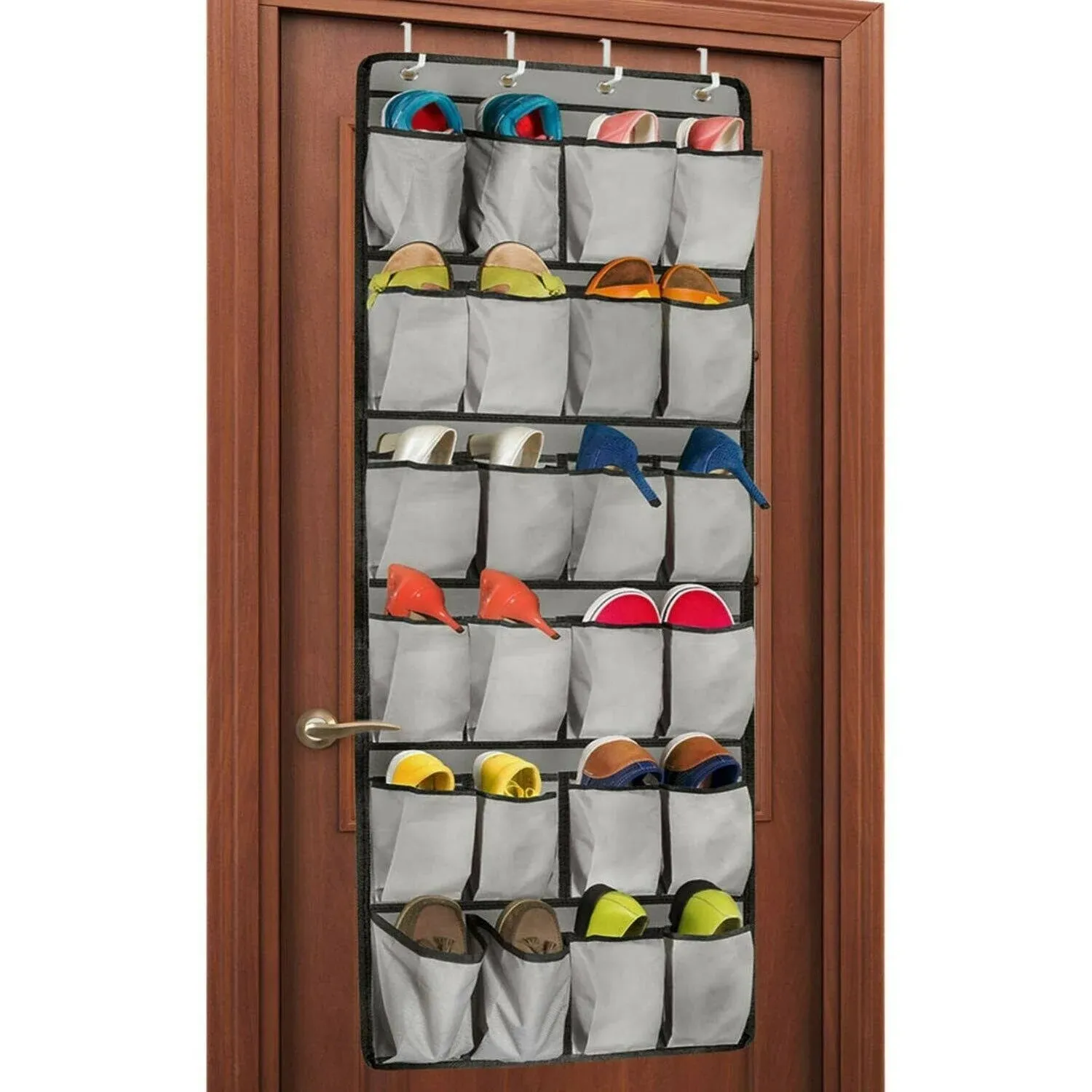 Unjumbly Over The Door Shoe Organizer 24 Large Pocket Shoe Storage Solution Metal Hooks