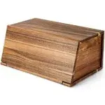 KITEISCAT Acacia Wooden Bread Box, All in One Piece Bread Storage Organizer for ...