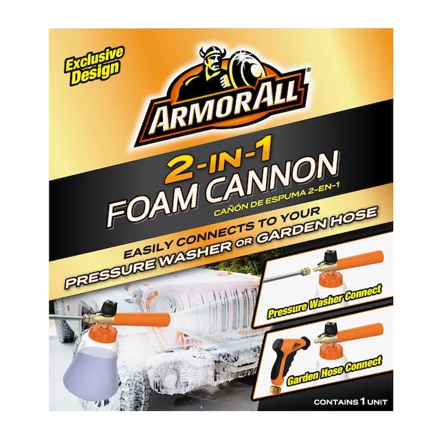 Armor All 2-in-1 Foam Cannon Kit, Car Cleaning Kit Connects to Power Washers and Garden Hoses for Vehicle Cleaning, Includes Foam Cannon, Foam Applicator and Ergonomic Adaptor, 3 Count